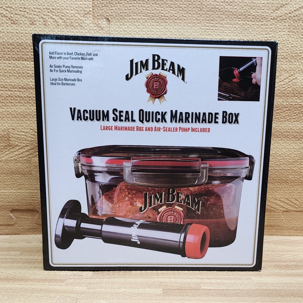 Jim Beam Vacuum Seal Quick Marinade Box Large Container & Air-Pump Sealer